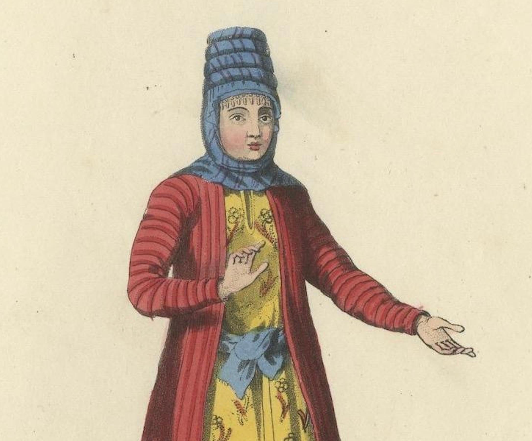 Paper Kirghiz Elegance Engraved: A Study of 19th Century Central Asian Attire, 1814 For Sale