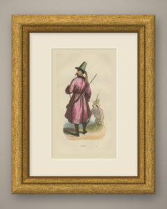 Kirghiz Man of the Central Asian Steppe, Antique Hand-Colored Print, 1854