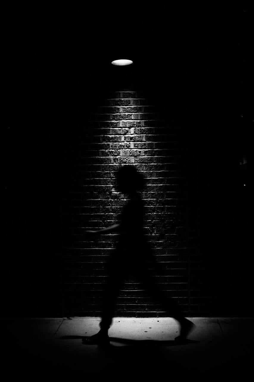 Ghost, Chicago, Silhouette of a Woman, Black and White Photograph, Framed