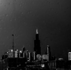 Lightning, Chicago, Large Format Black and White Photograph, Matted and Framed