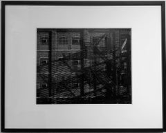 West Loop, Chicago, Industrial Brick Facade w/ Fire Escapes & Shadows, B&W Photo