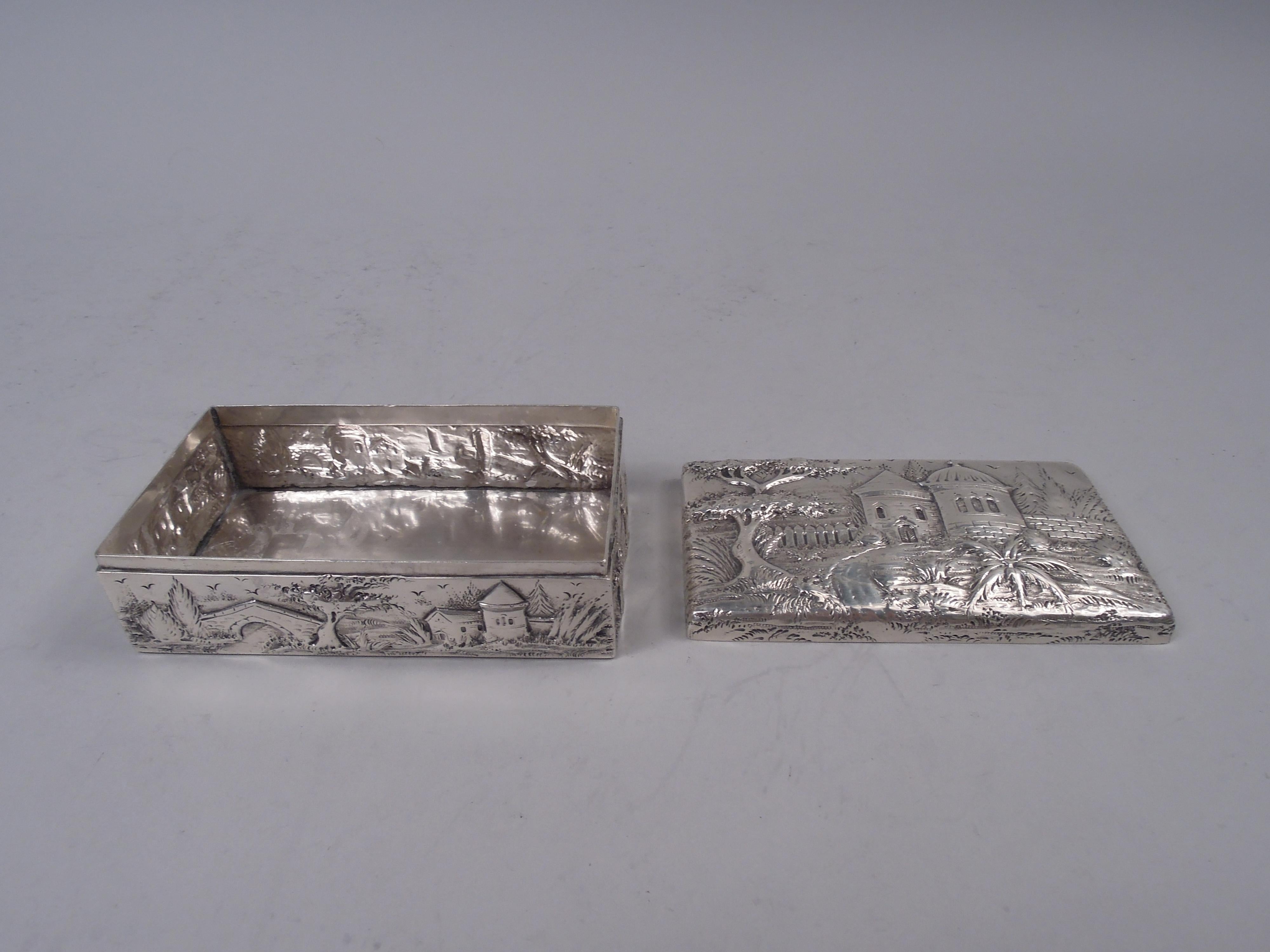 20th Century Kirk Baltimore Sterling Silver Box with Picturesque Architecture For Sale