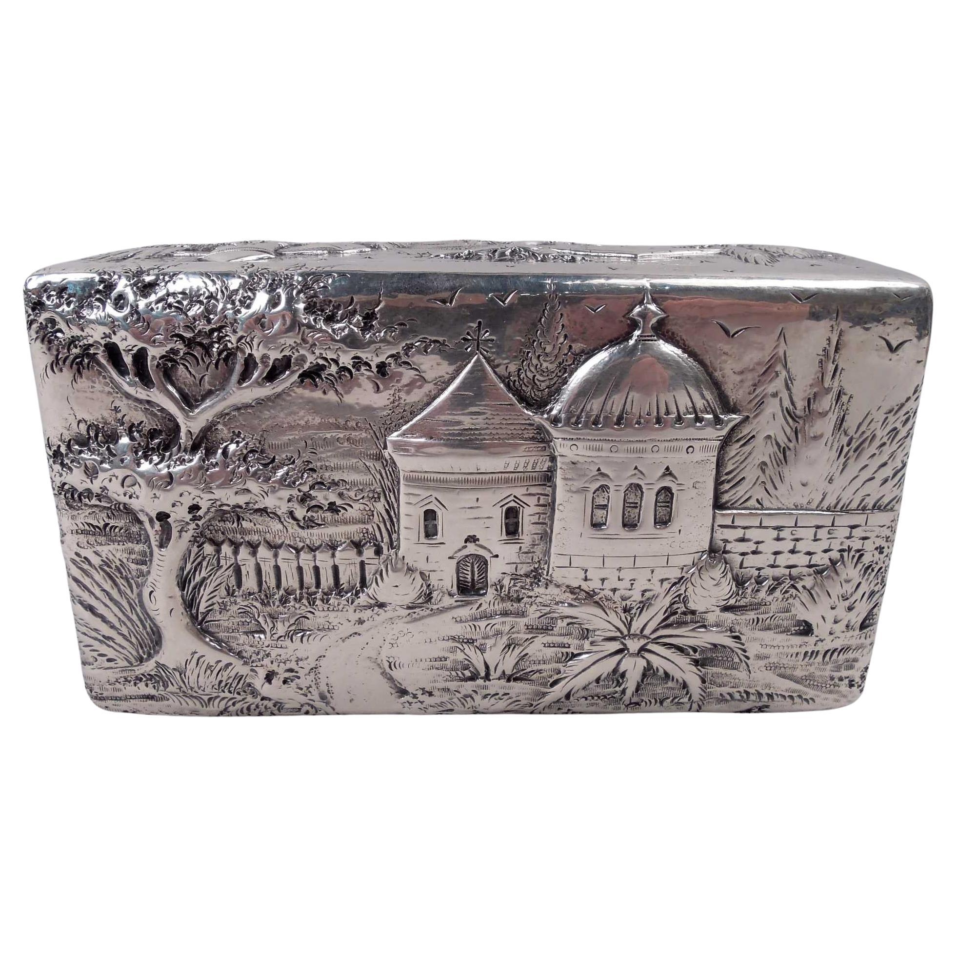 Kirk Baltimore Sterling Silver Box with Picturesque Architecture For Sale