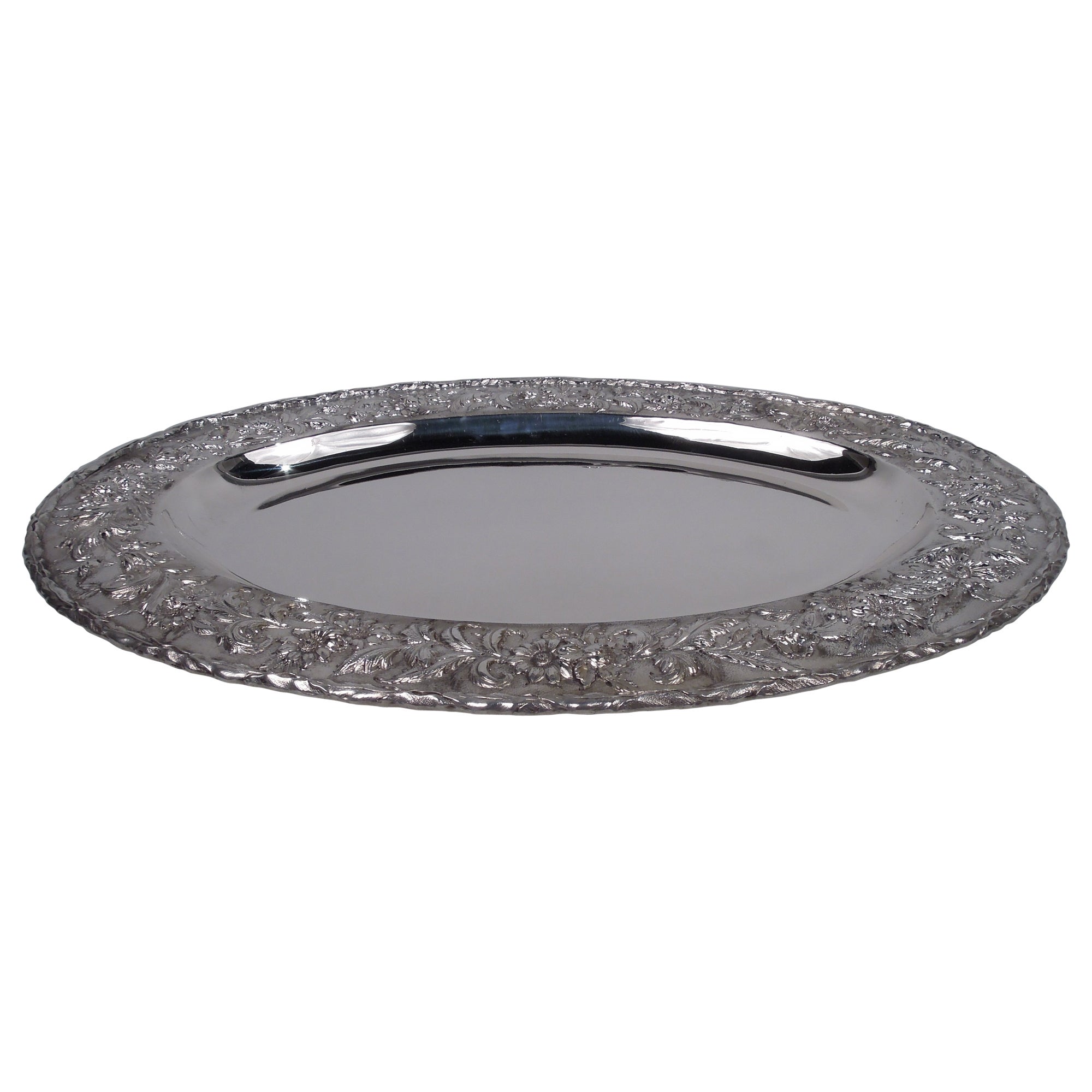 Vassoio ovale in argento sterling Kirk Baltimore con ghirlanda in repousse in vendita