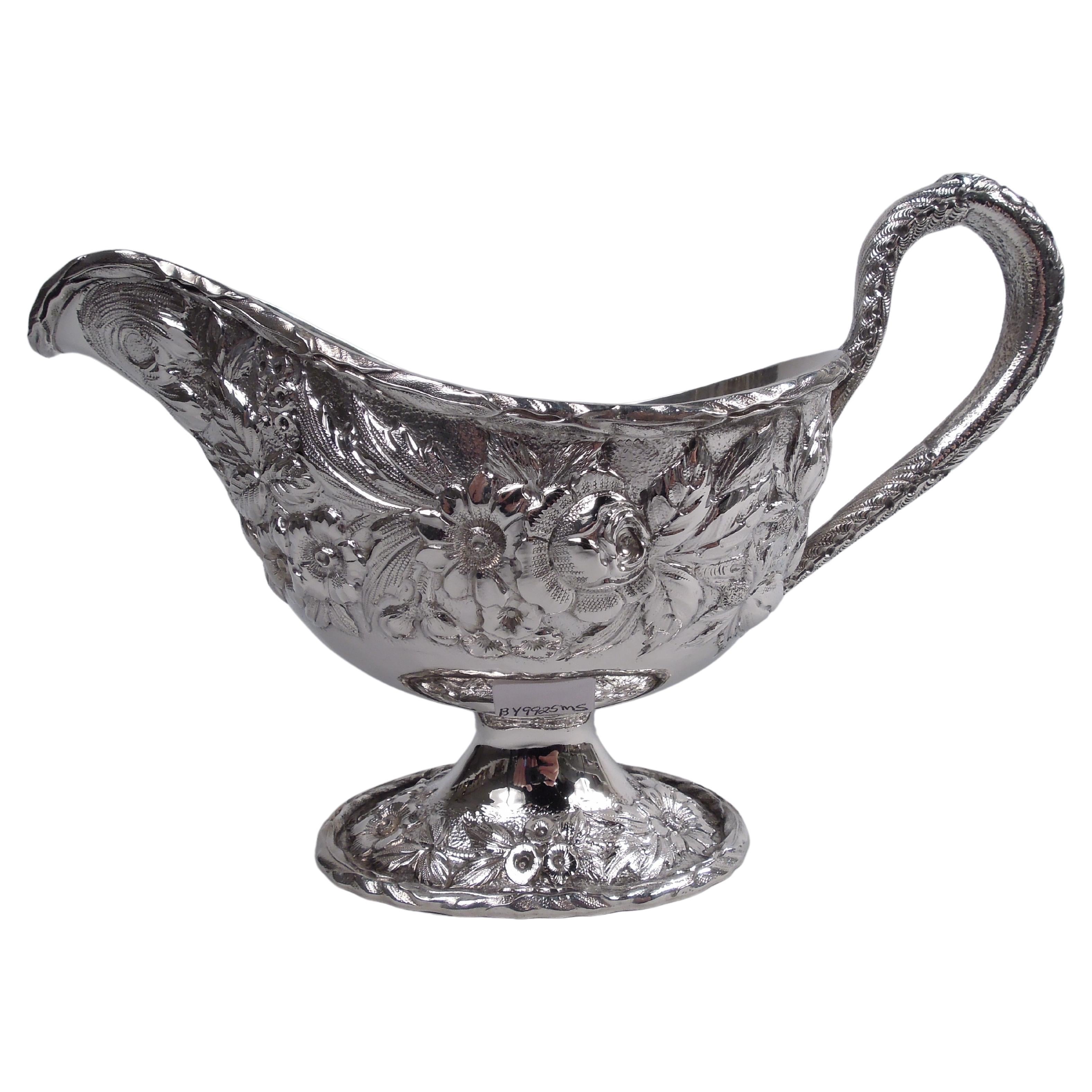 Kirk Edwardian Baltimore Repousse Sterling Silver Gravy Boat For Sale