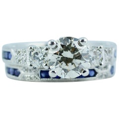 Kirk Kara 18 Karat White Gold 1.09 Carat GIA Round Diamond Wedding Set Ring