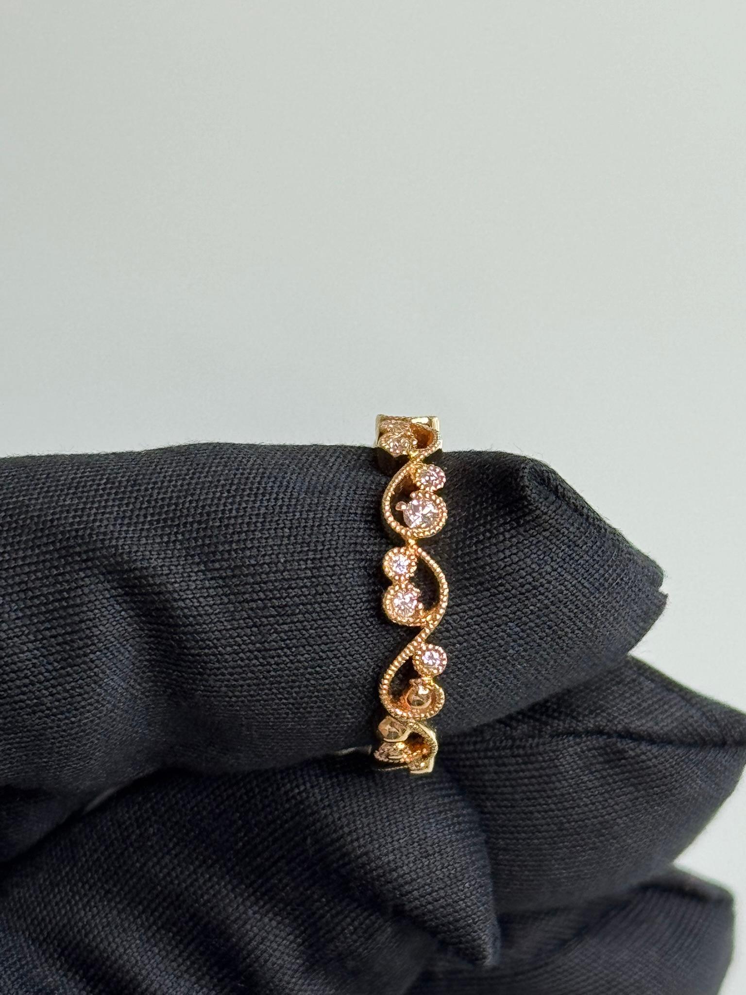 Kirk Kara K202R-B Anello Angelique in filigrana con perline e diamanti rotondi in oro rosa in vendita 1