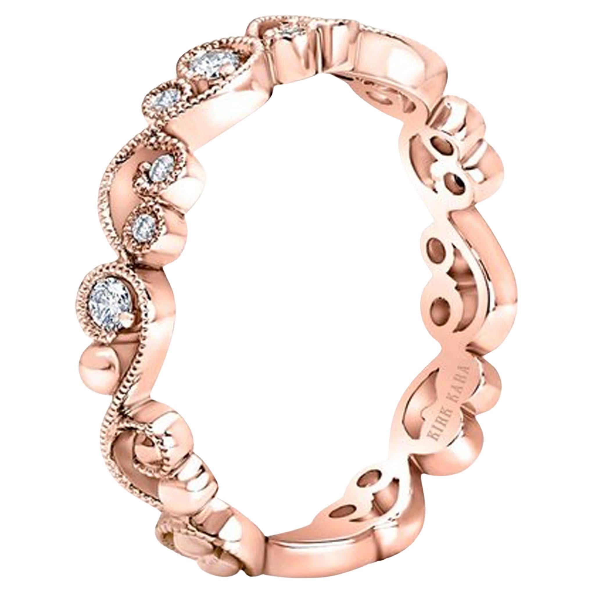 Kirk Kara K202R-B Anello Angelique in filigrana con perline e diamanti rotondi in oro rosa in vendita
