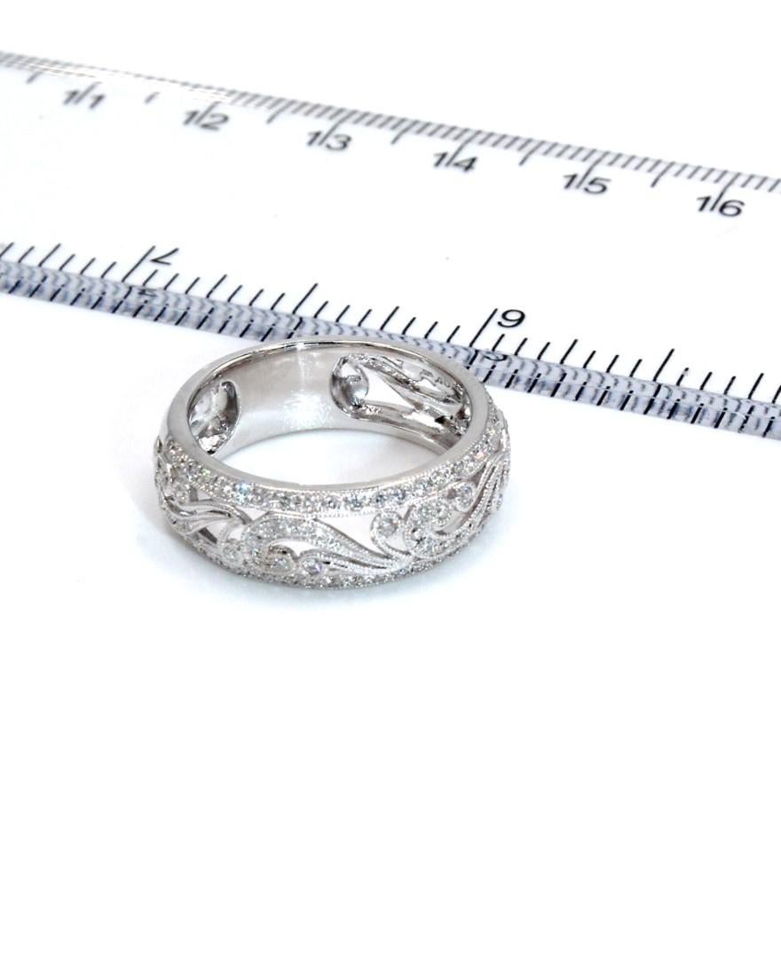 Kirk Kara KF1010DP-B Angelique Filigraner 18K Weißgold Ring mit runden Diamanten (Rundschliff) im Angebot