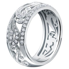 Kirk Kara KF1010DP-B Angelique Filigree 18K White Gold Ring with Round Diamonds