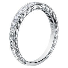 Kirk Kara SS6996-B Carmella Ring in 18K White Gold with Hand Engraved Leaf Motif