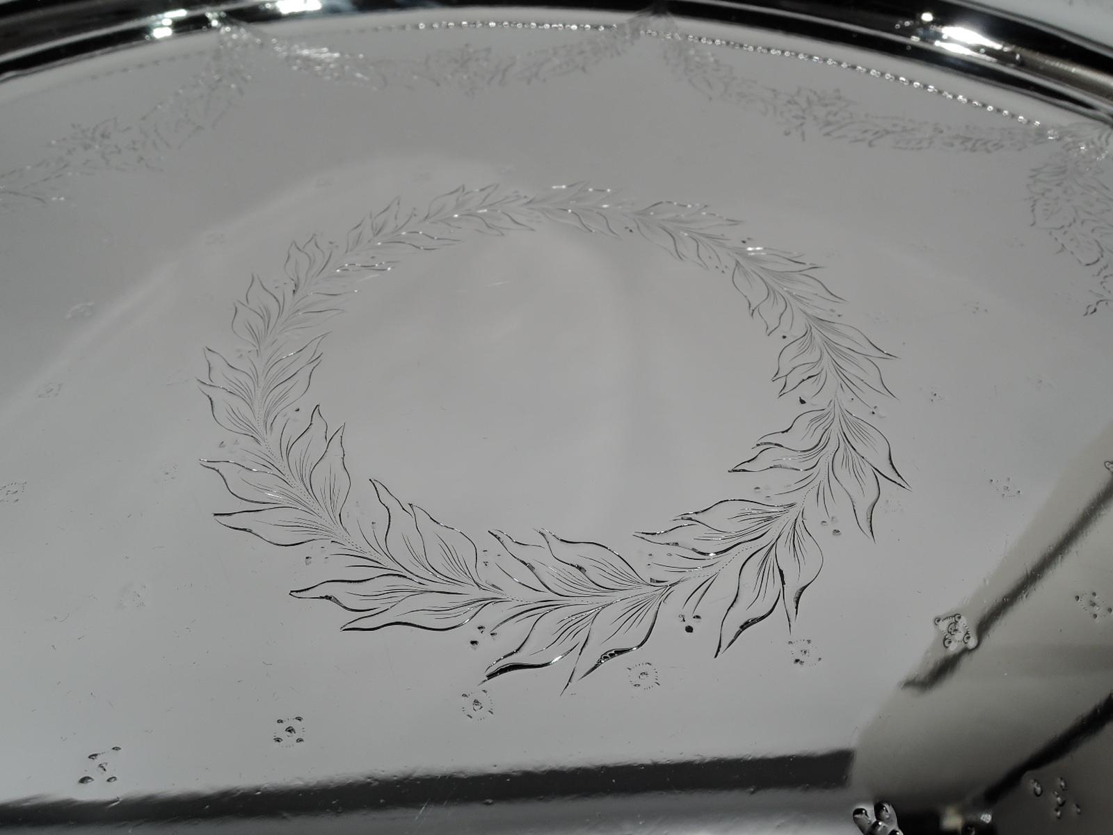 Early 20th Century Kirk Large & Heavy Edwardian Georgian Sterling Silver Salver Tray