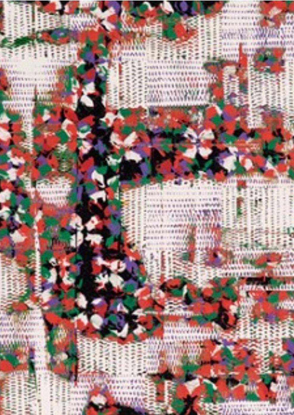 Senza titolo (Intaglio a quadri viola/nero) - Mixed Media Art Astratto di Kirk Mechar
