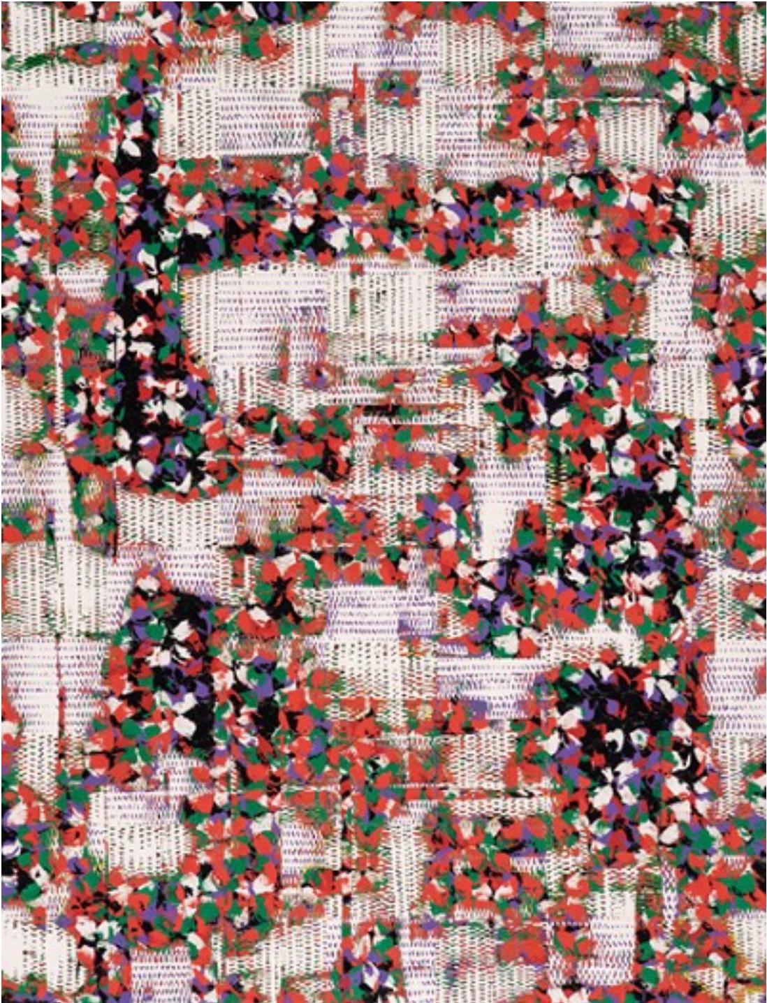 Senza titolo (Intaglio a quadri viola/nero) - Mixed Media Art di Kirk Mechar