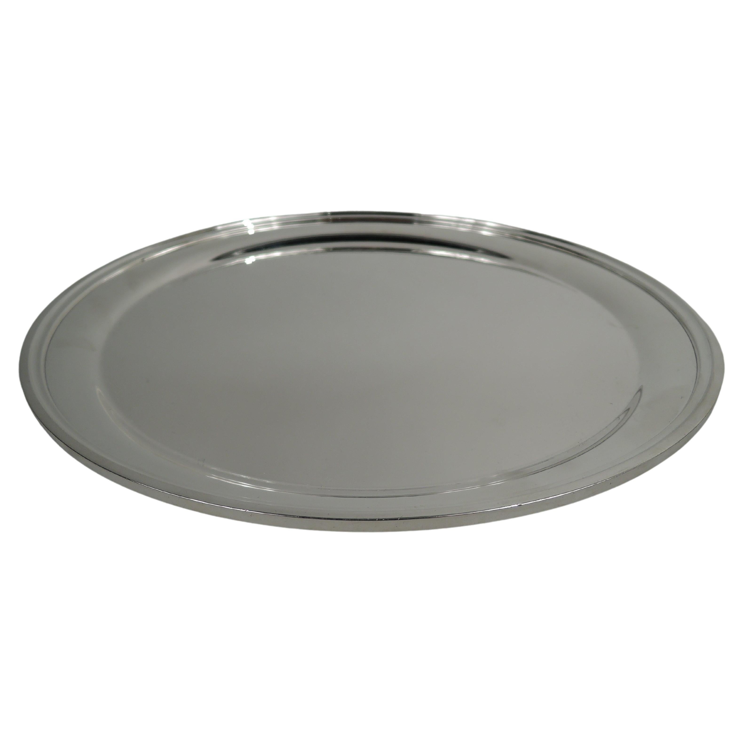 Kirk Midcentury Modern Sterling Silver 11-Inch Round Tray For Sale