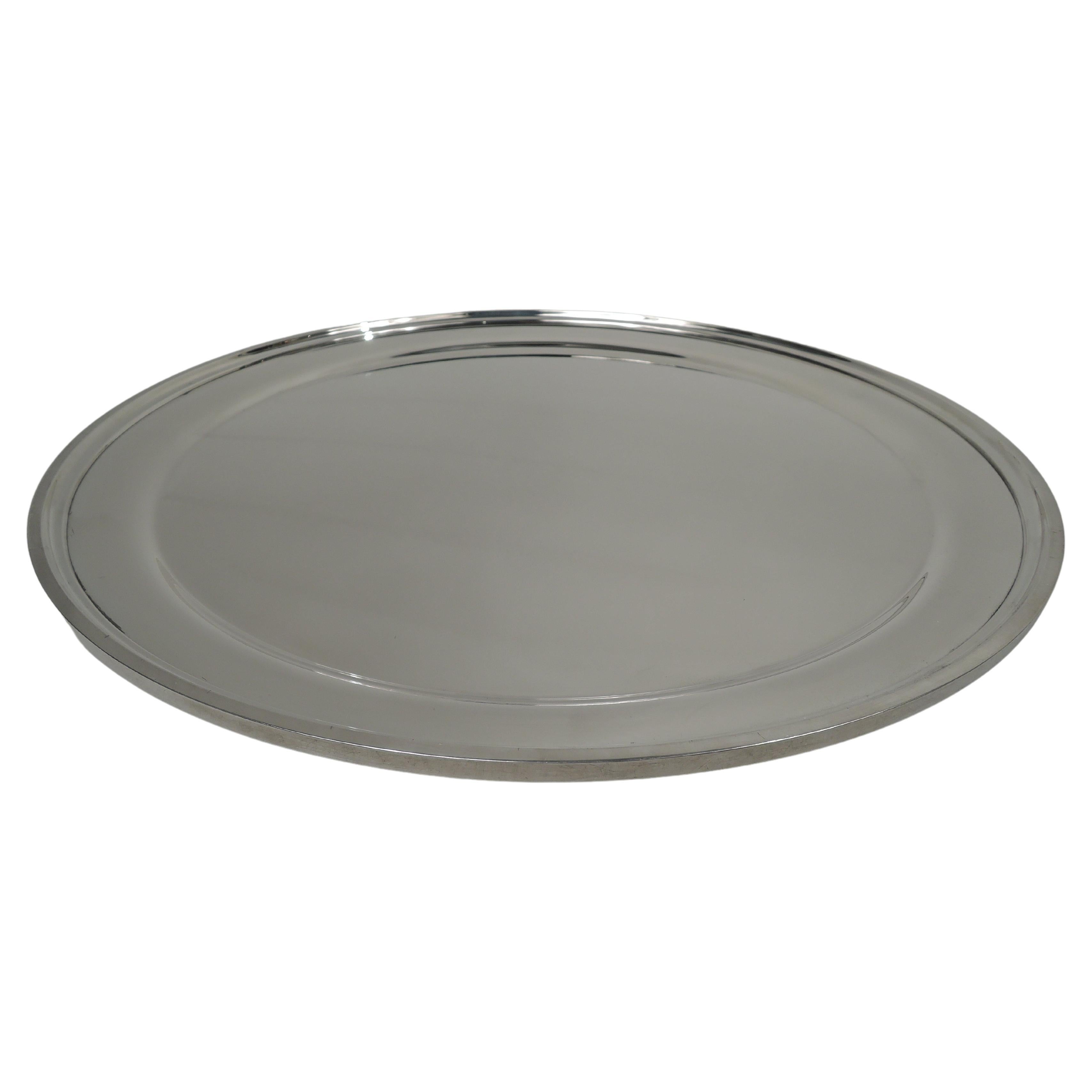Kirk Midcentury Modernity Sterling Silver Round 14-Inch Tray (plateau rond en argent)