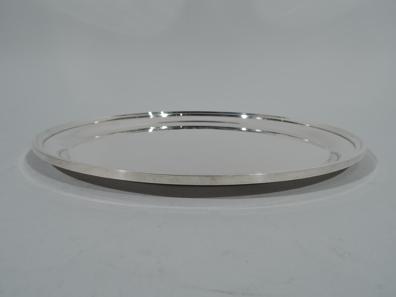 Modern Kirk Plain and Practical Sterling Silver Round Serving Tray