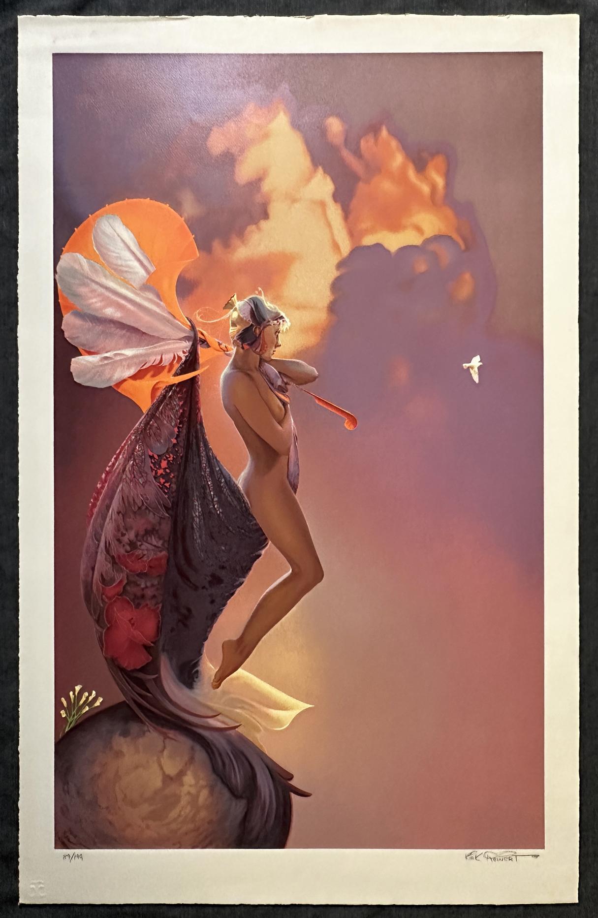 Dreams of Spring 1988, signierte Lithographie in limitierter Auflage (Braun), Figurative Print, von Kirk Reinert