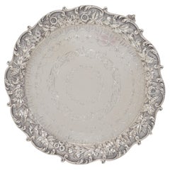 Kirk Repoussé Sterling Silver Ball and Claw Footed Salver, 1896-1924
