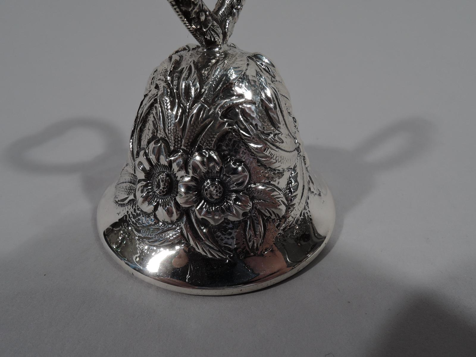 Victorian Kirk Repousse Sterling Silver Bell with Lovey-Dovey Heart Handle
