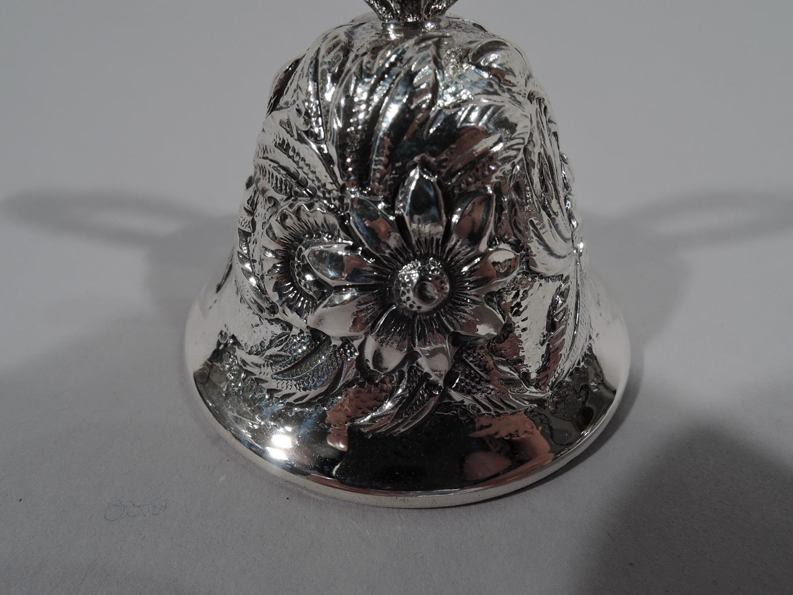 American Kirk Repousse Sterling Silver Bell with Lovey-Dovey Heart Handle
