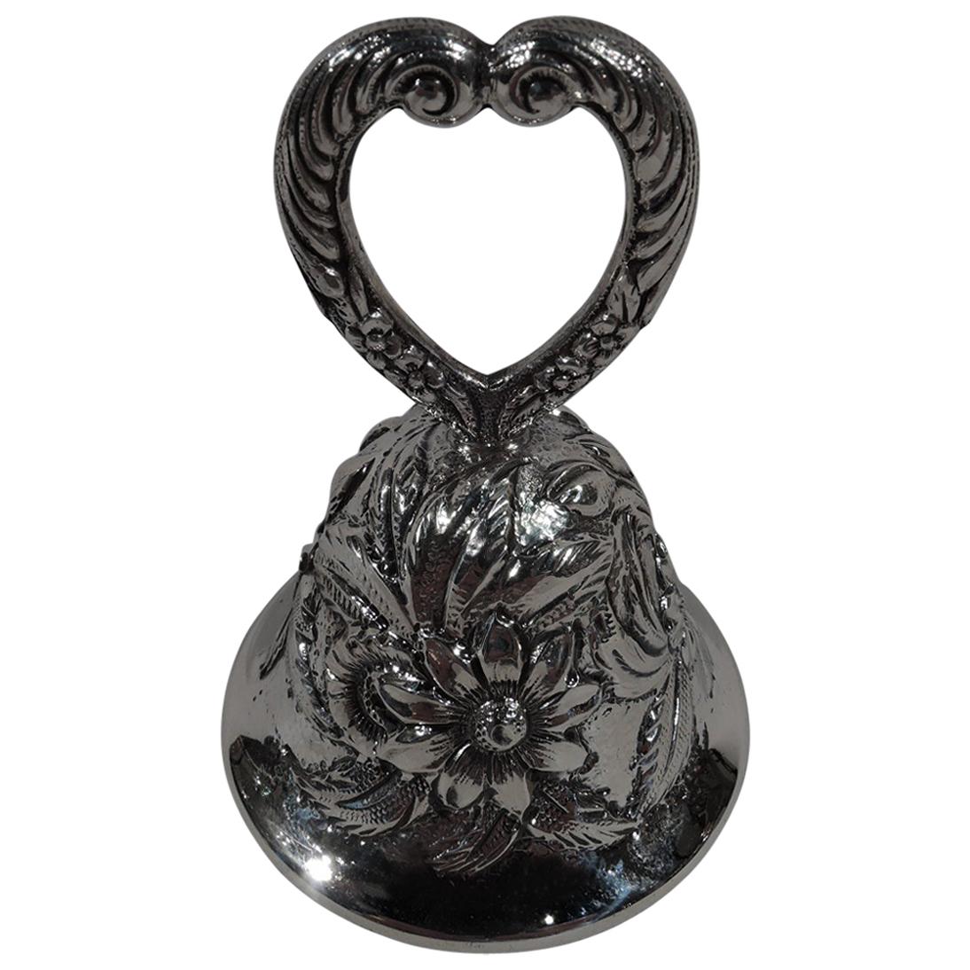 Kirk Repousse Sterling Silver Bell with Lovey-Dovey Heart Handle