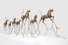 Scultura figurativa di Kirk Roda "Rootstone Herd" Cavalli d'albero