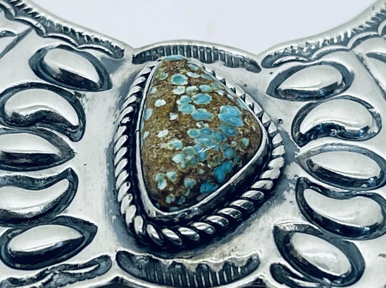 KIRK SMITH Vintage Navajo Silver Ultra High Gem Grade #8 Türkis Brosche (Indigene Kunst (Nord-/Südamerika)) im Angebot