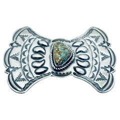 KIRK SMITH Vintage Navajo Silver Ultra High Gem Grade #8 Turquoise Brooch