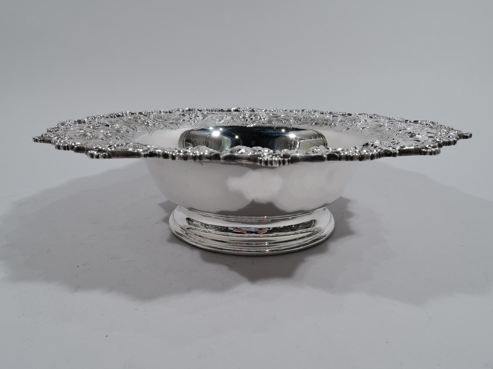 Victorian Kirk Sterling Silver Bowl with Pretty Traditional Floral Repousse