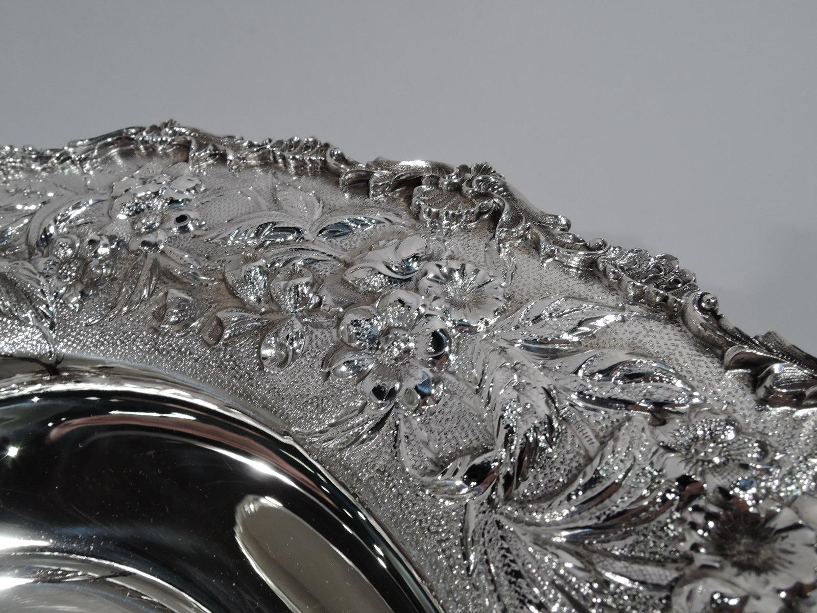 Repoussé Kirk Sterling Silver Bowl with Pretty Traditional Floral Repousse