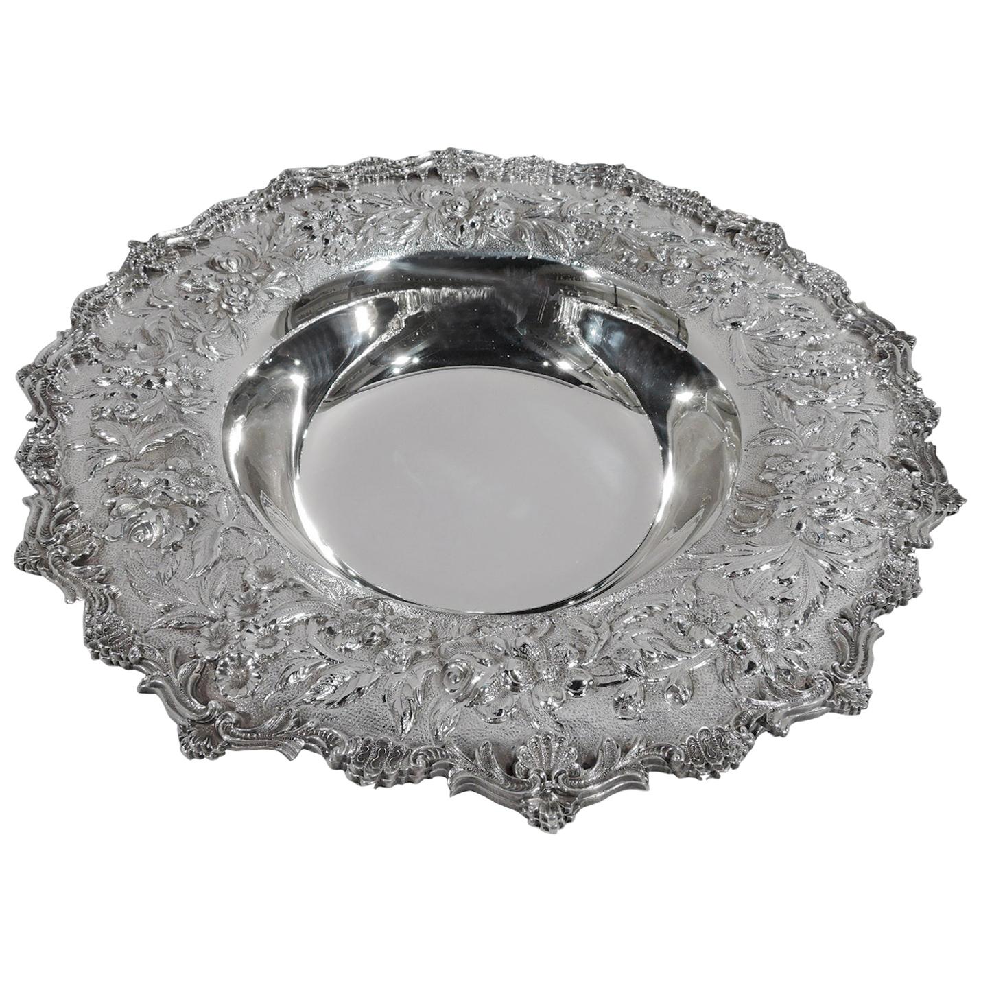 Kirk Sterling Silver Bowl with Pretty Traditional Floral Repousse