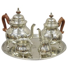 Kirk Stieff Williamsburg Pewter Coffee Tea Set with Tray, 5 Pc Set