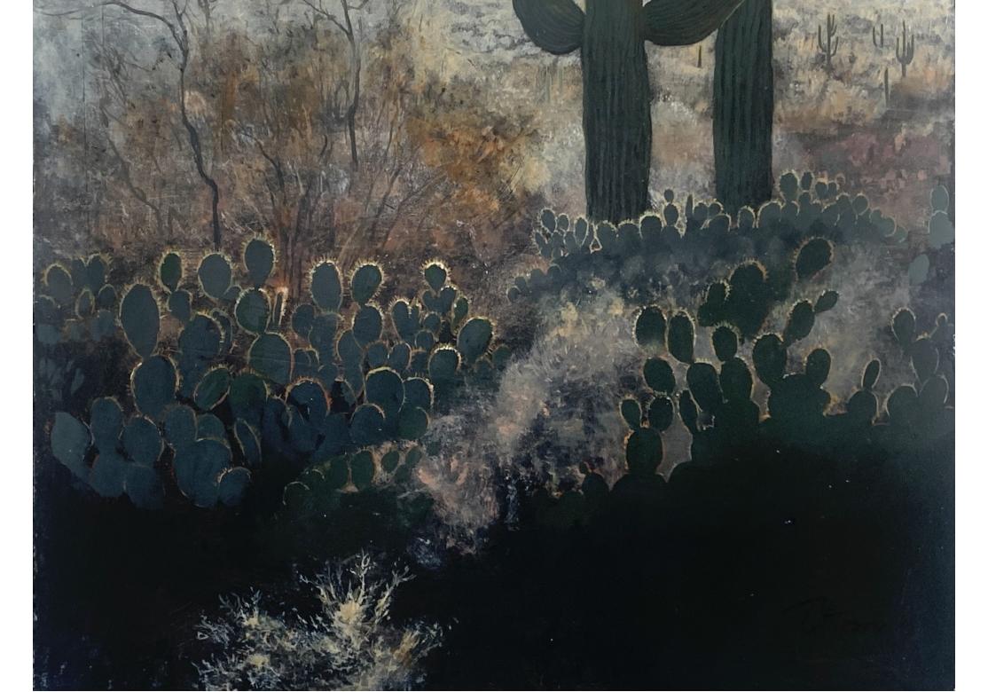 Intagliato a mano Kirk Tatom (Americano, nato nel 1955) Olio su pannello intitolato 
