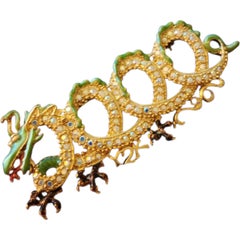 Kirk’s Folly Aurora Borealis Crystal Dragon Brooch Vintage Fantasy Statement