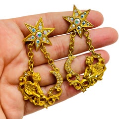 KIRKS FOLLY Gold Cherub Stern-Mond-Ohrclips an Ohrringen mit Designer-Clip