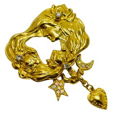 KIRKS FOLLY signierte designer-Brosche aus vergoldetem Kristall