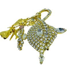 KIRKS FOLLY signiert Gold Ton Strass Aladdin Lampe Designer Brosche