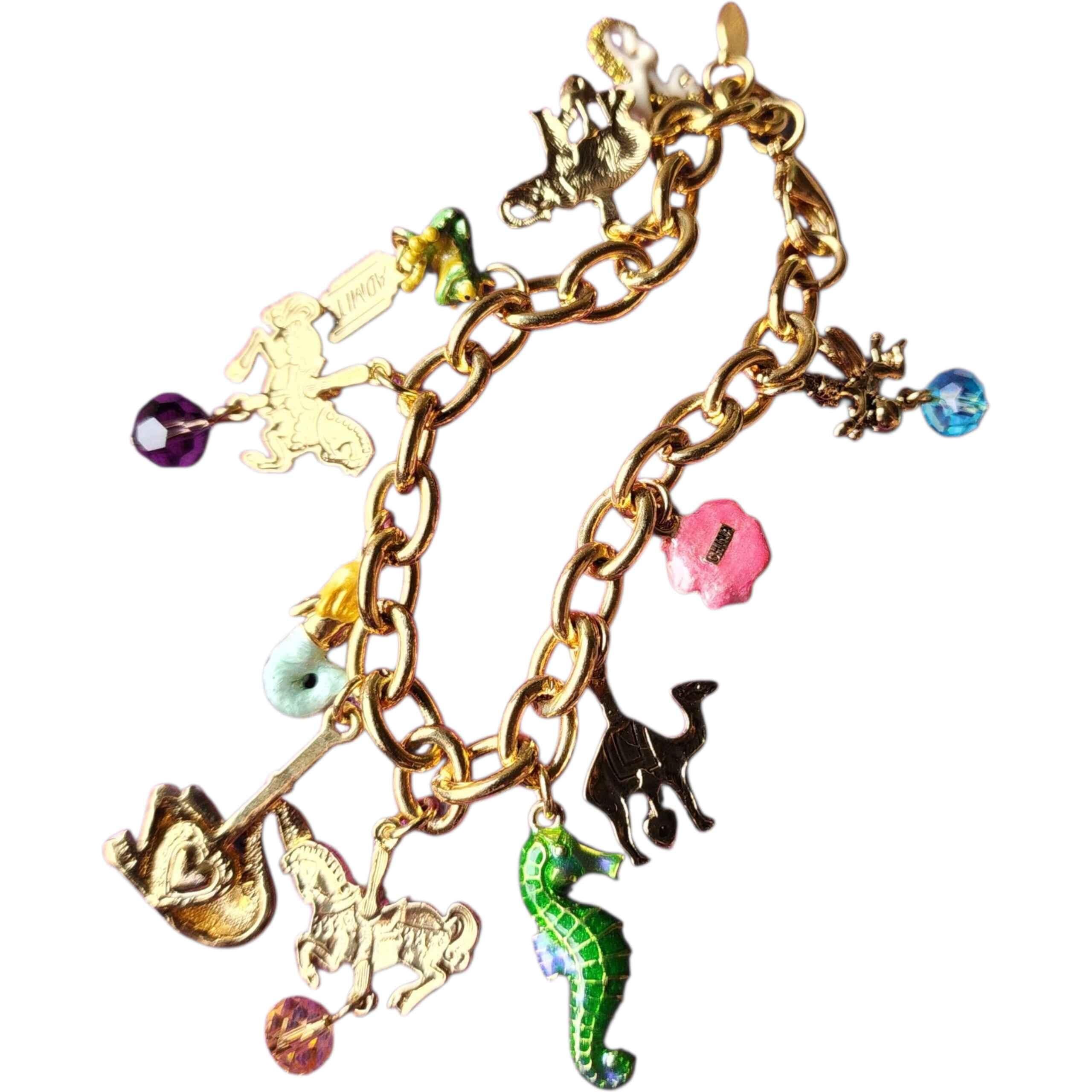 Kirk's Folly - Bracelet à breloques en émail vintage avec motifs fantastiques Neuf - En vente à Milford, DE