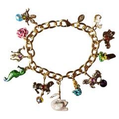 Kirk’s Folly Vintage Enamel Charm Bracelet with Fantasy Motifs
