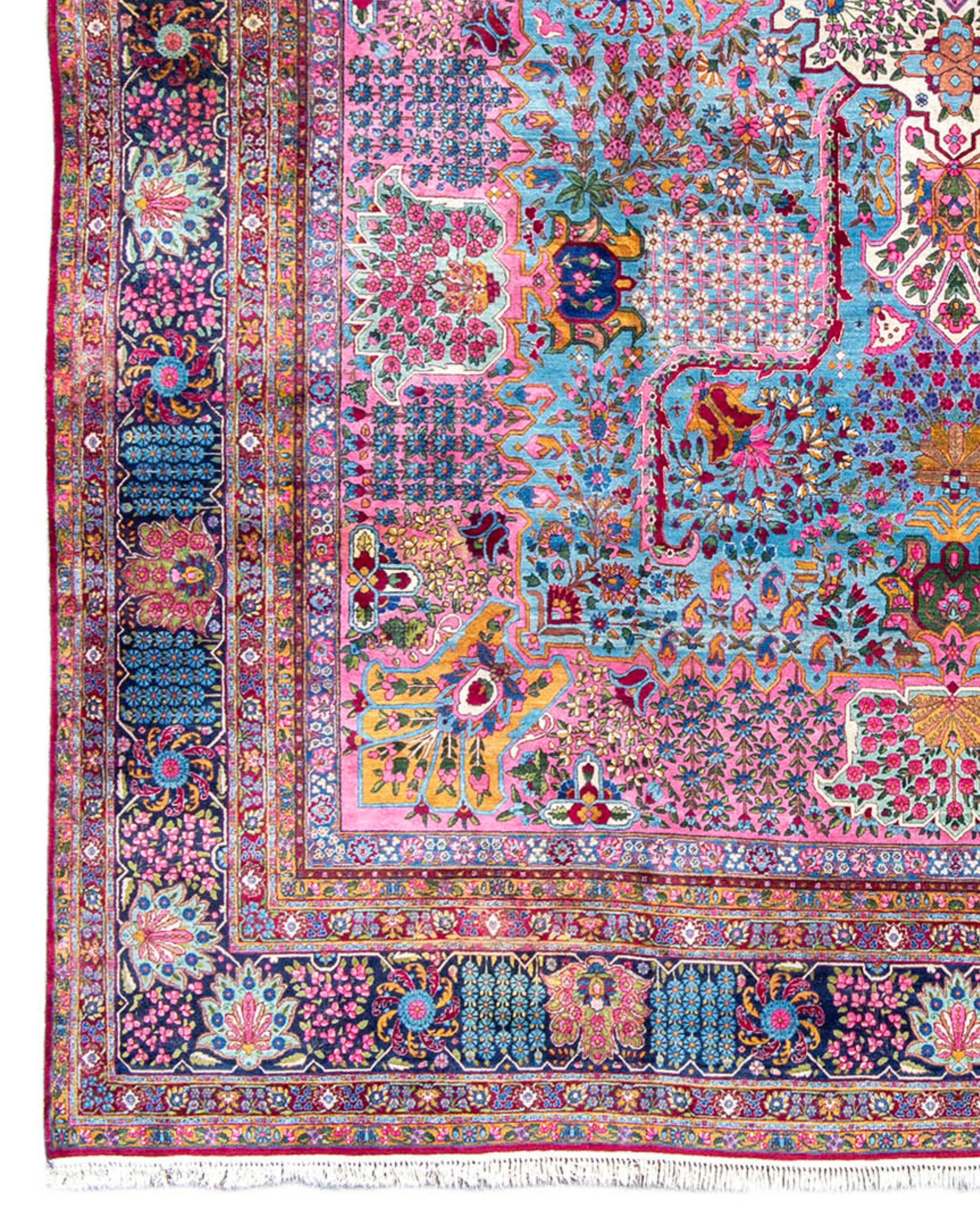 Hand-Woven Antique Large Persian Kirman Carpet, Early 20th century For Sale