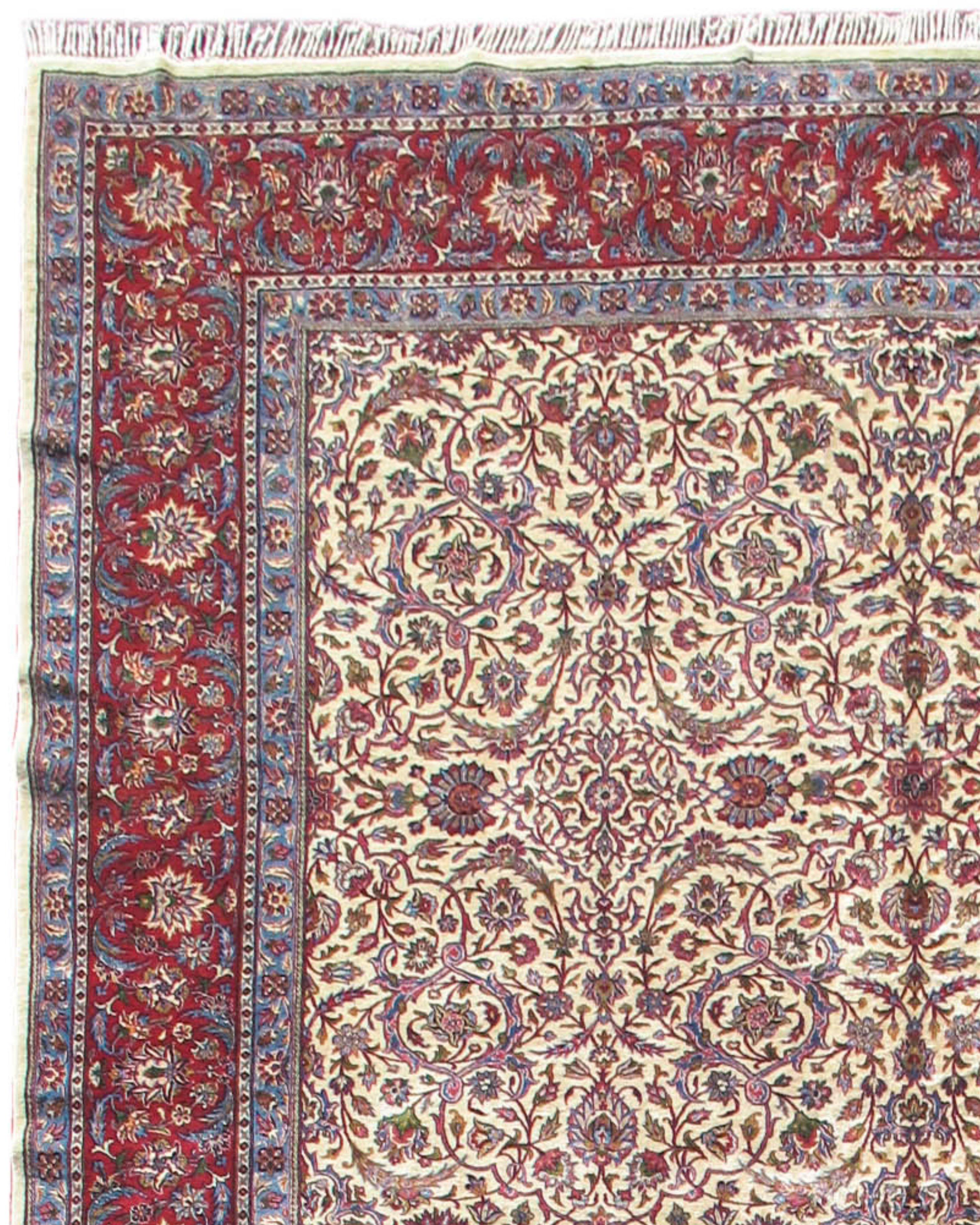 Hand-Knotted Large Persian Kirman Rug, Mid-20th Century For Sale