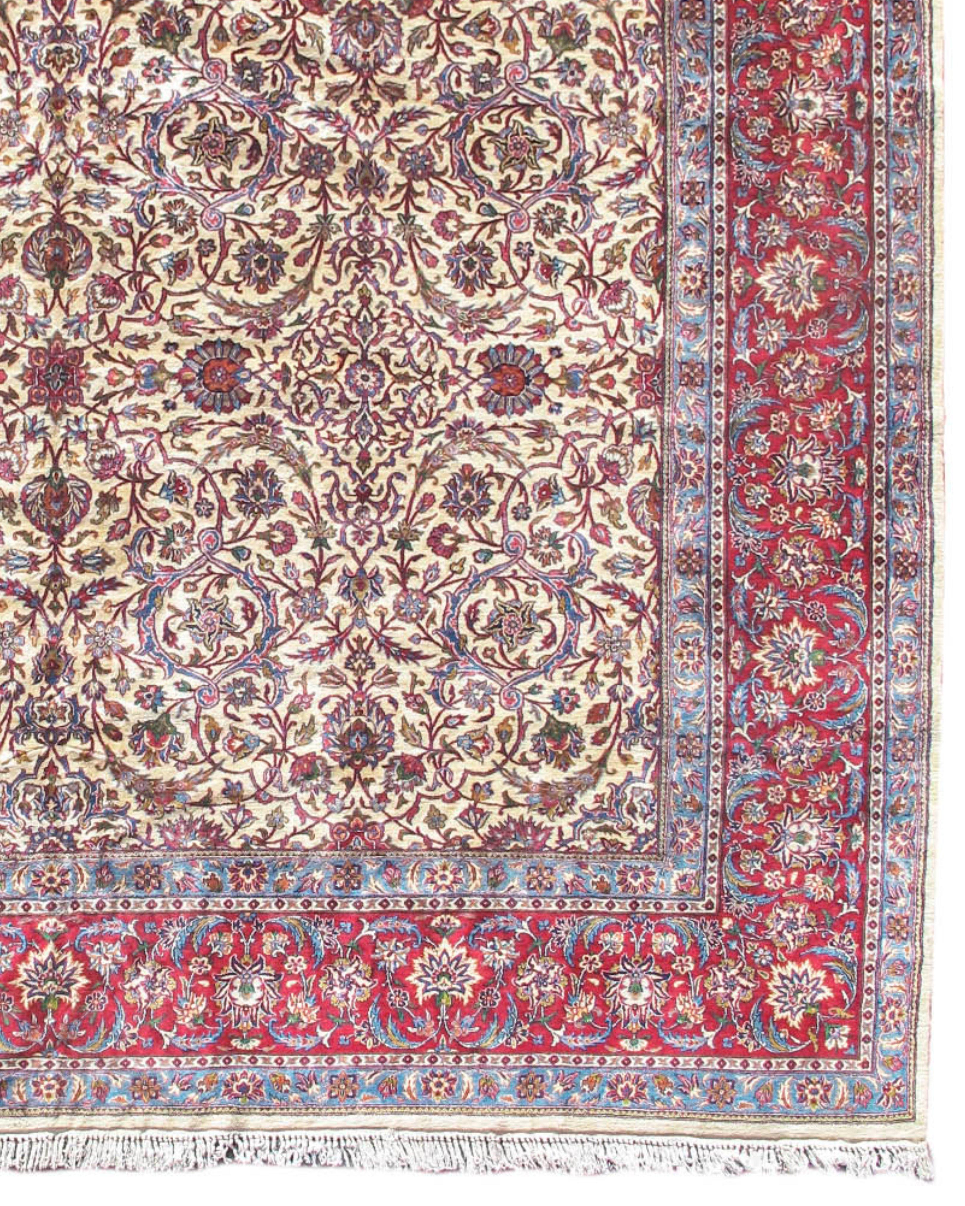 Wool Large Persian Kirman Rug, Mid-20th Century For Sale
