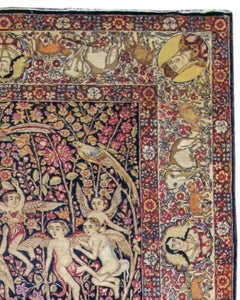 Antique Persian Kirman Pictorial Rug, 19th Century