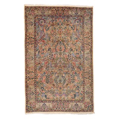 Kirman Ravar Style Vintage Oriental Carpet, Prayer Design, Circa 1950