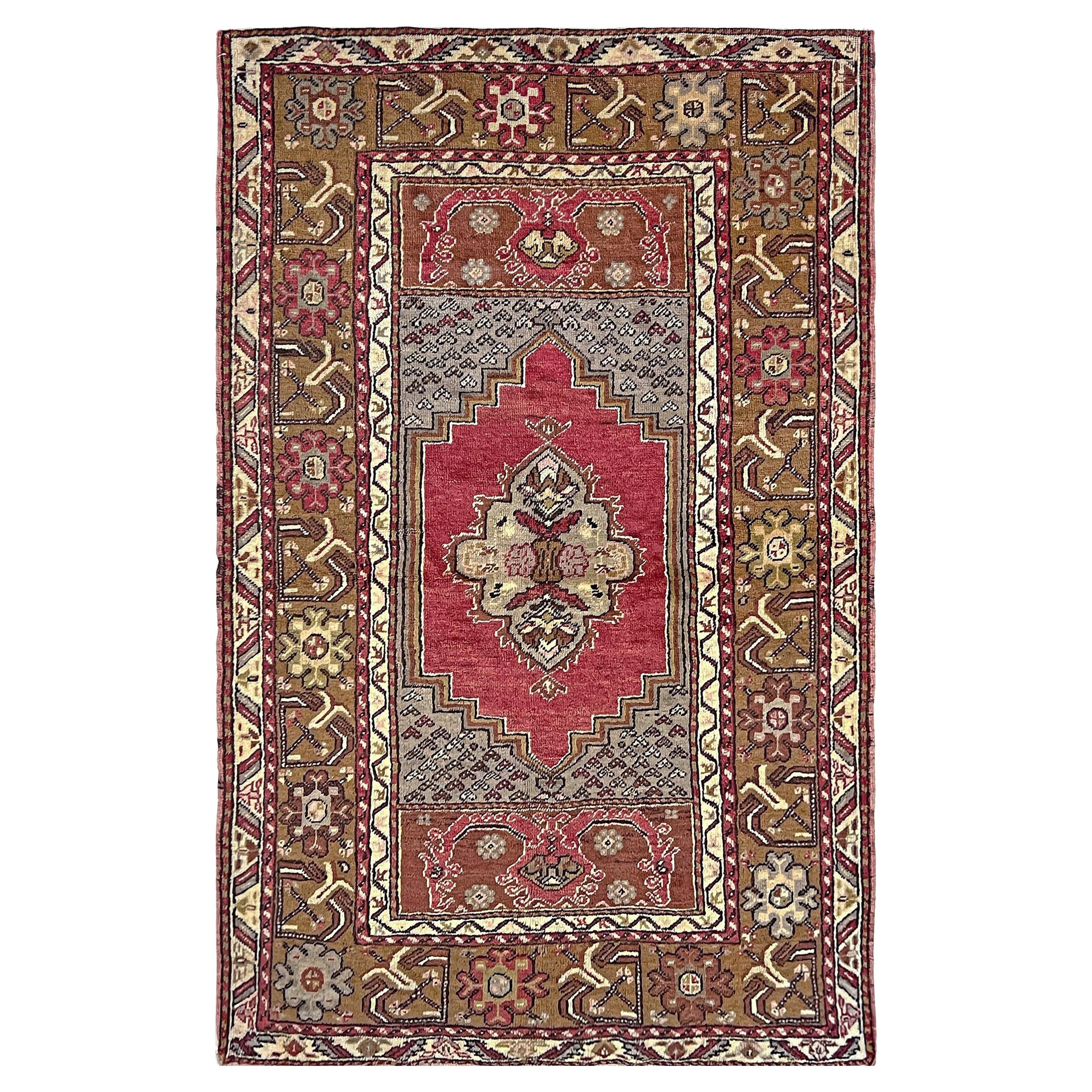 Kirsehir - Tappeto turco vintage - Tappeto d'accento annodato a mano - 3′3″×5′ - 1950s in vendita