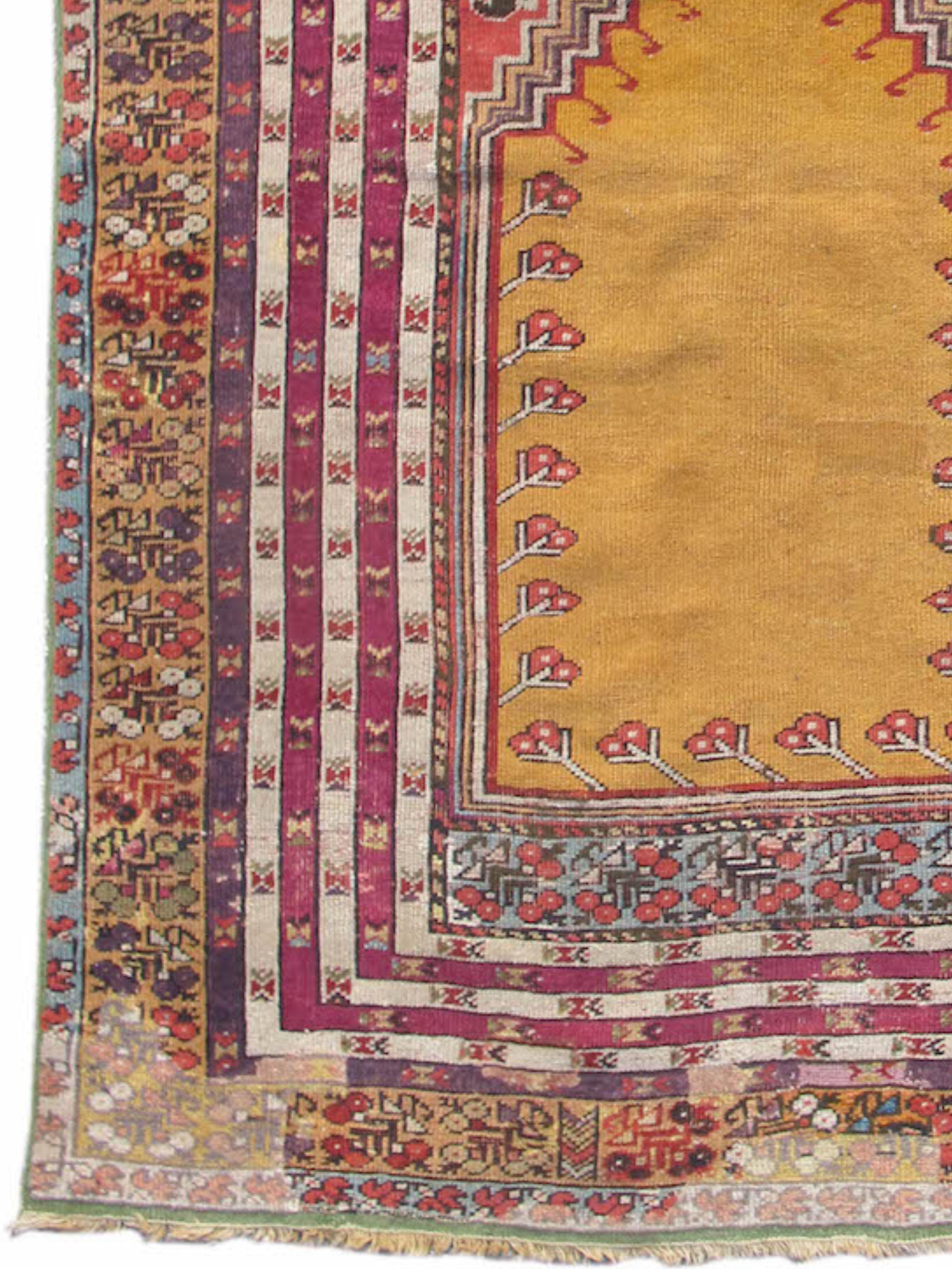 Hand-Knotted Kirshehir Prayer Rug, Mid-19th Century For Sale