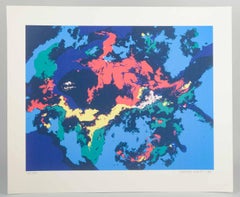 Kirsten Ernst, Color lithograph on paper. Expressive abstract composition, 1980