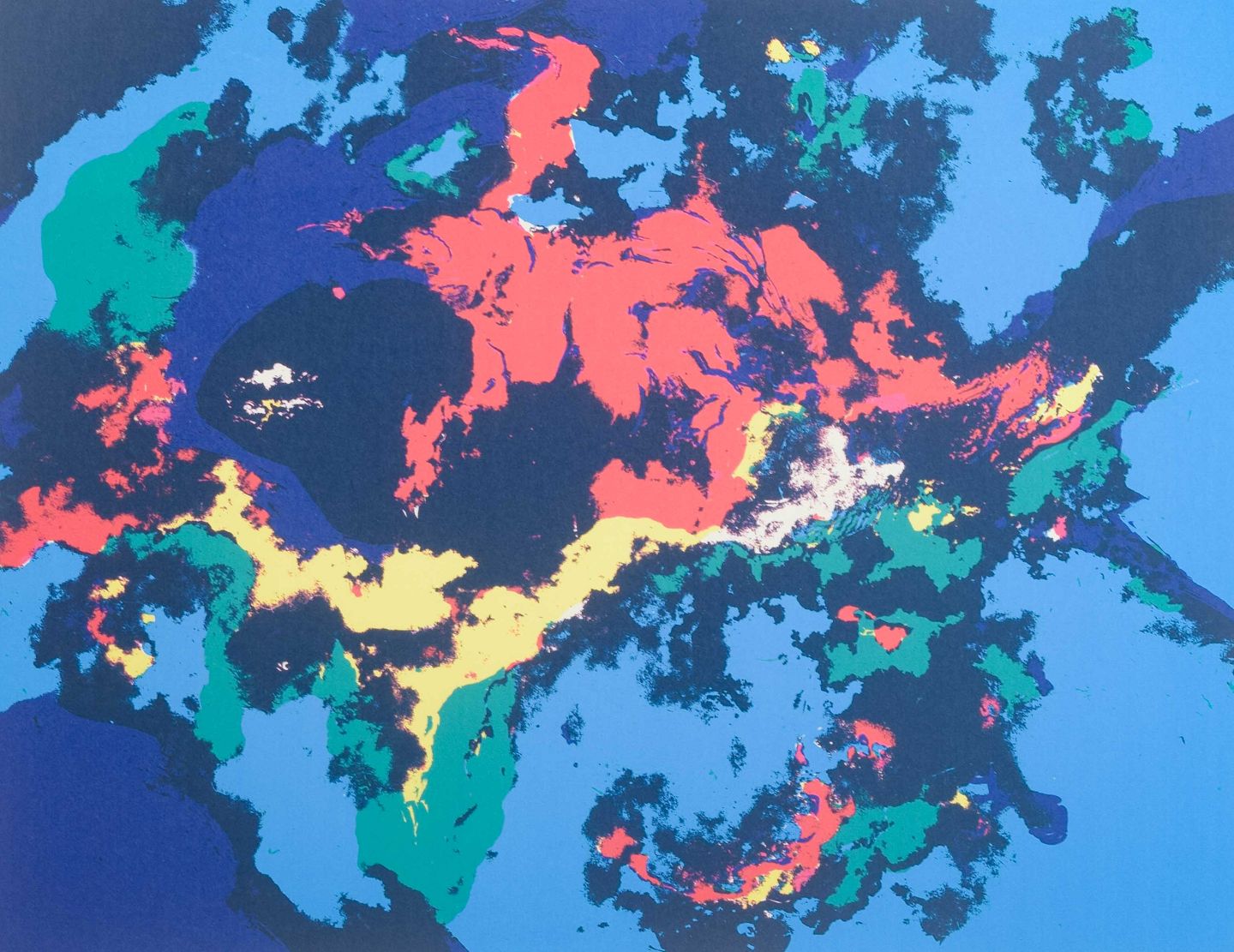Kirsten Ernst, Color lithograph on paper. Expressive abstract composition, 1980 For Sale