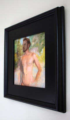 "Au Naturel" (2025), Ritratto di nudo maschile, pittura a olio su pannello